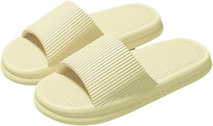 

Тапочки для женщин и мужчин, домашние тапочки Pillow House, шлепанцы для душа, внутренние сандалии для ванной, максимальный комфорт, легкие, с толстой подошвой, нескользящие, легко чистятся Generic, желтый