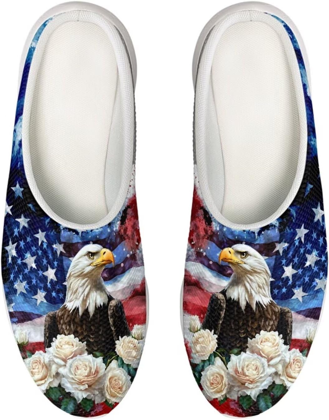 

Кроссовки Forchrinse Red Galaxy Space Mule для женщин и мужчин, с сеткой, легкие, без застежки, для ходьбы, American Flag Eagle Flower