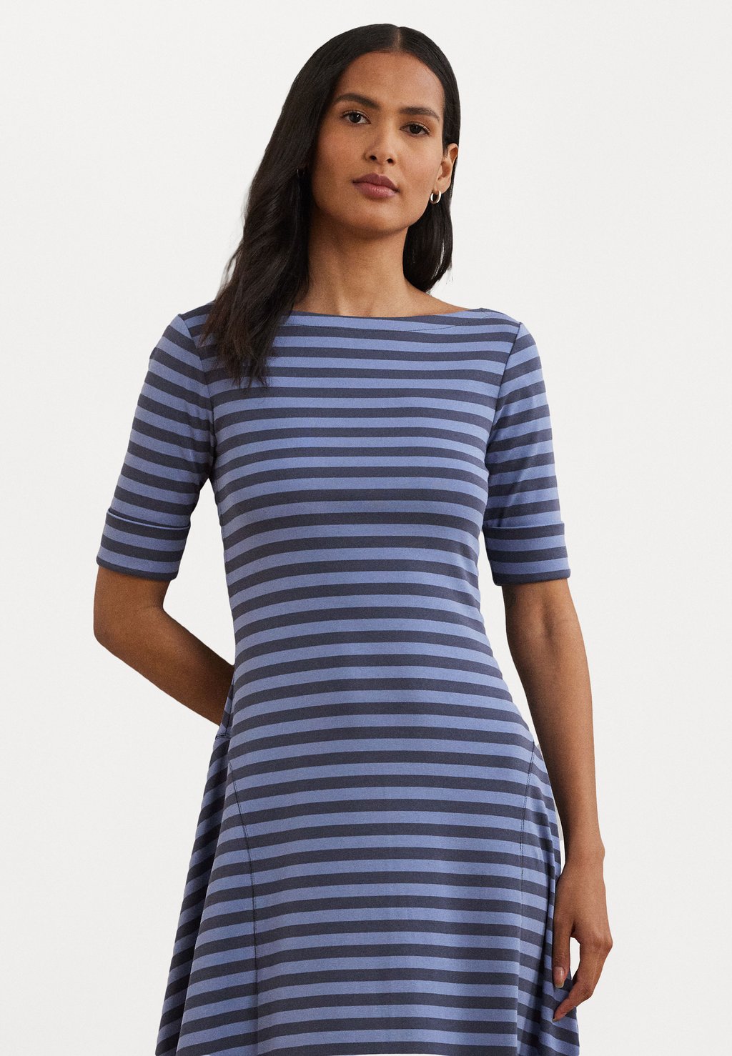 

Платье из джерси STRIPED STRETCH COTTON MIDI DRESS Lauren Ralph Lauren, синий