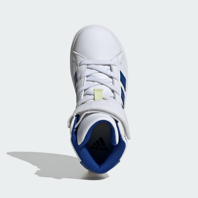 Детские кроссовки adidas Grand Court Mid Top унисекс, белый/синий/желтый — фото 2