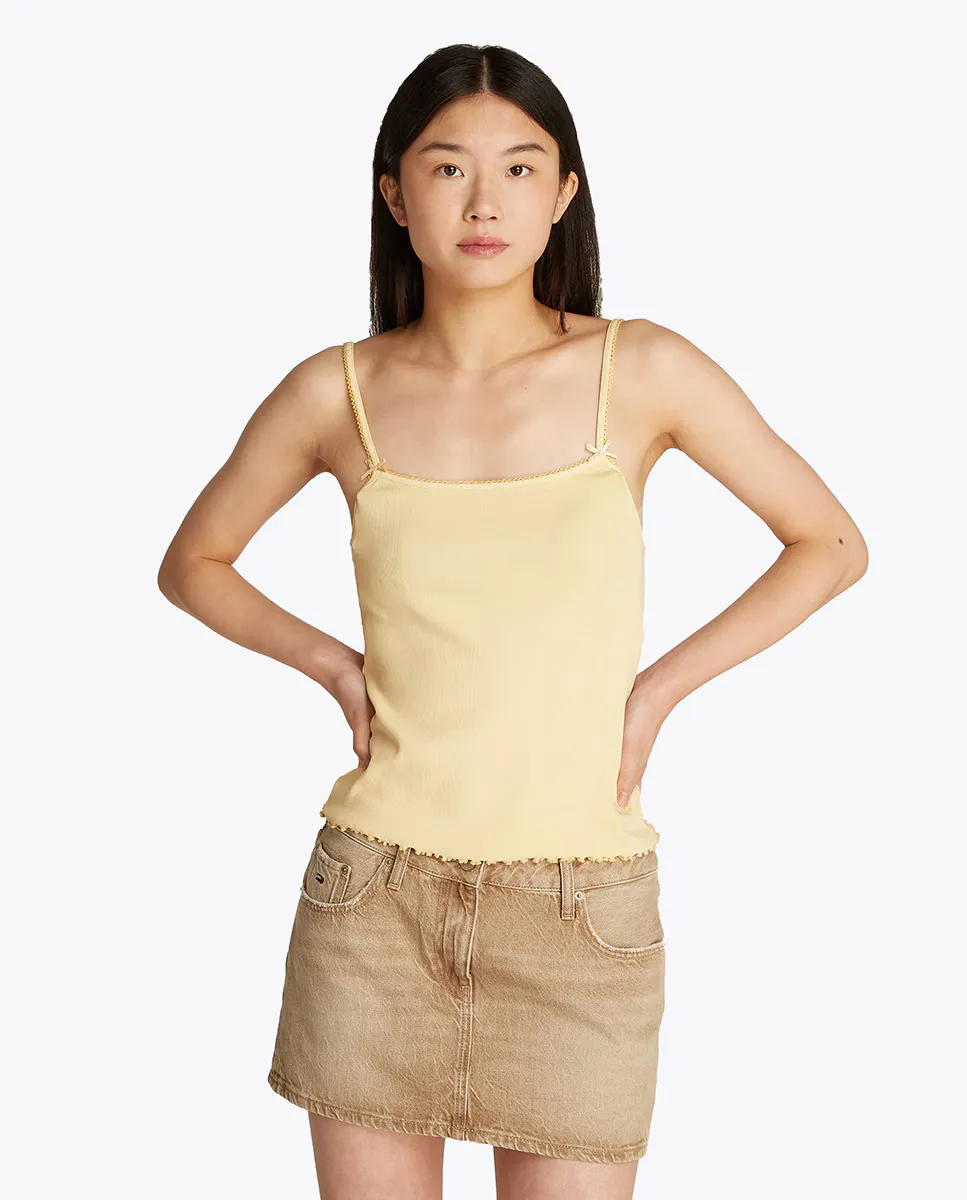 

Женский топ в рубчик с бретелями Tommy Jeans, желтый