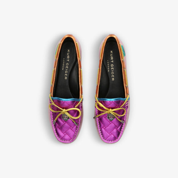 Кожаные мокасины с орлом и радужным принтом Kurt Geiger London, розовый — фото 2