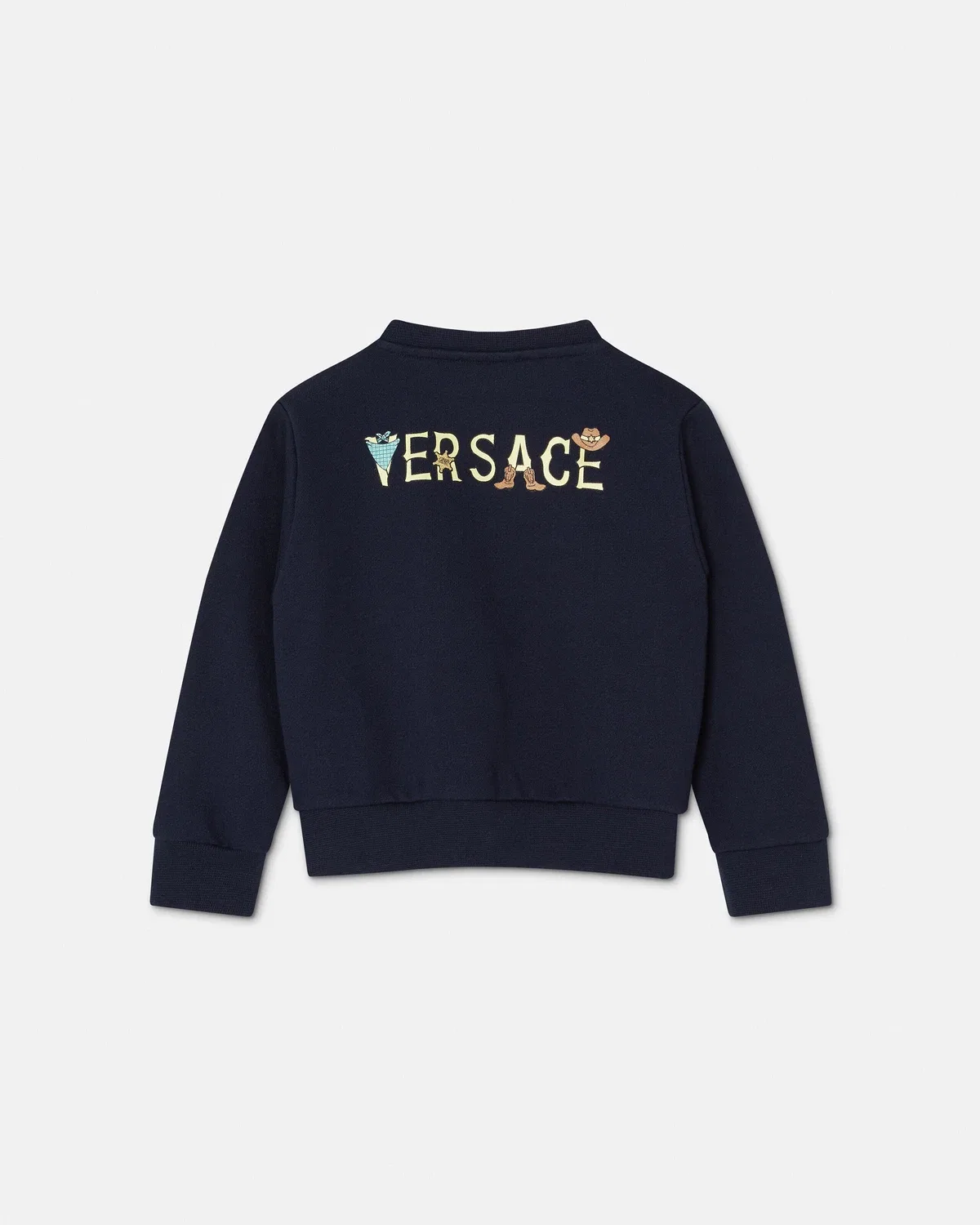 Детский вышитый свитшот из хлопкового джерси VERSACE, синий — фото 3