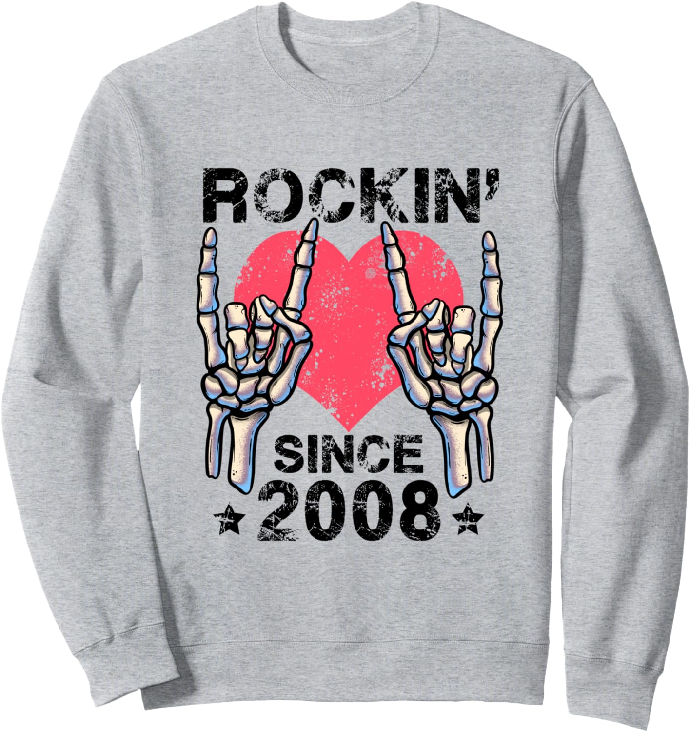 

Рок-н-ролл с 2008 года. Ретро-толстовка в стиле рок-н-ролл Visit Rock And Roll Birthday Shop Rockin Since, серый