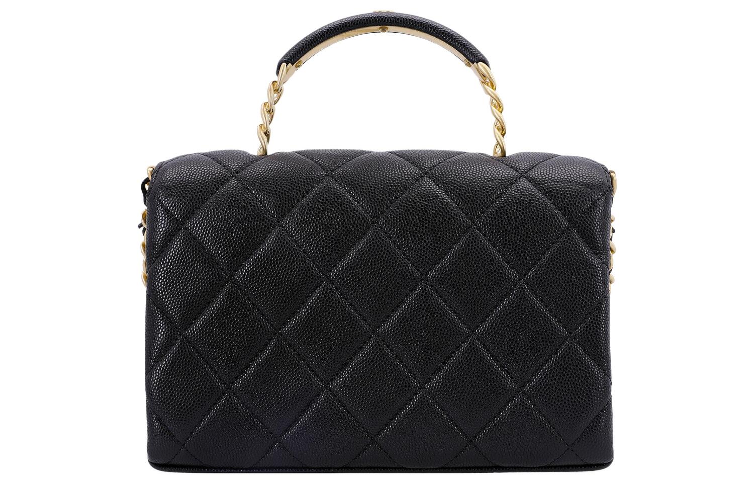 Зернистая тисненая кожаная сумка через плечо мини черный CHANEL — фото 3