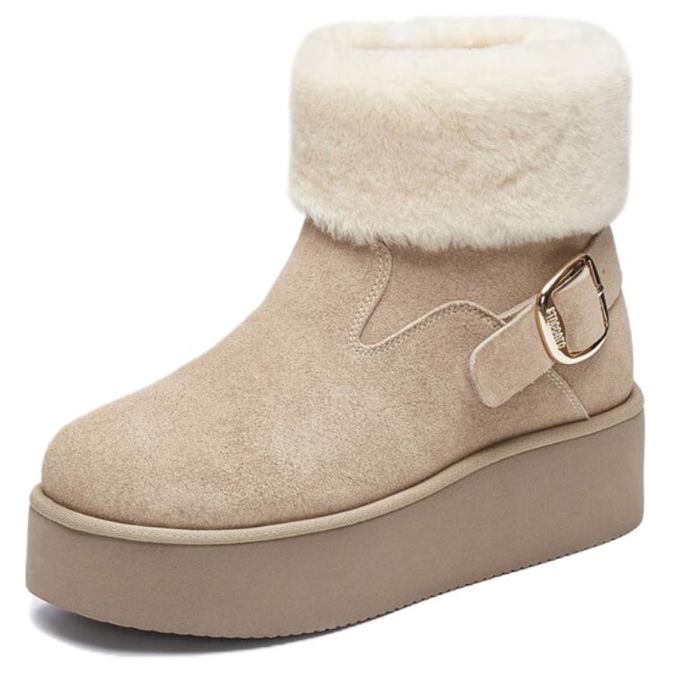 Staccato Снежные пики теплые короткие зимние сапоги женские коричневые - слоновая кость серый, цвет Elephant Beige Gray — фото 2