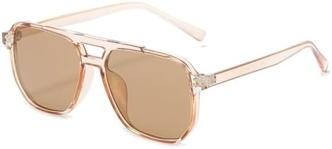 

Ретро-солнцезащитные очки с двойной перемычкой, квадратной формы, для женщин, модные сине-оранжевые градиентные оттенки, защита от ультрафиолета UV400, для мужчин MTZJH, Champagne Tea