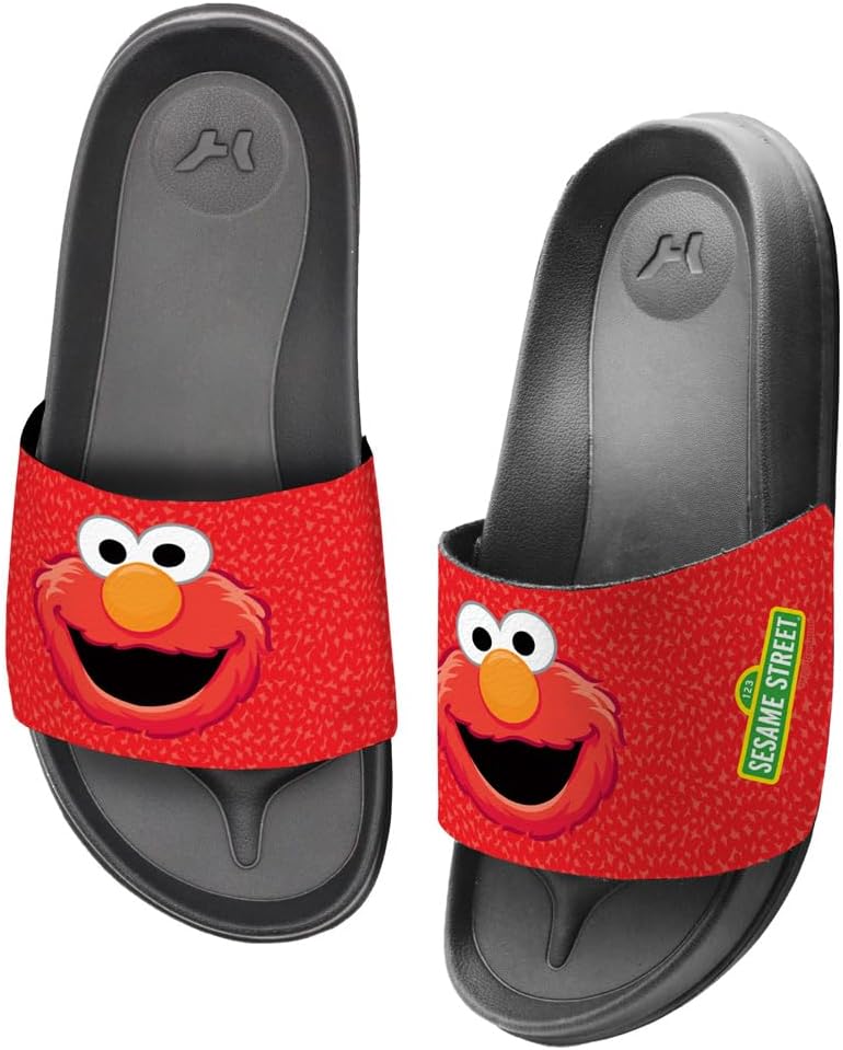 Сандалии-шлепанцы Popfunk Sesame Street Elmo Face унисекс для взрослых, официально лицензированы Hypd Slydr Switch, черный — фото 3