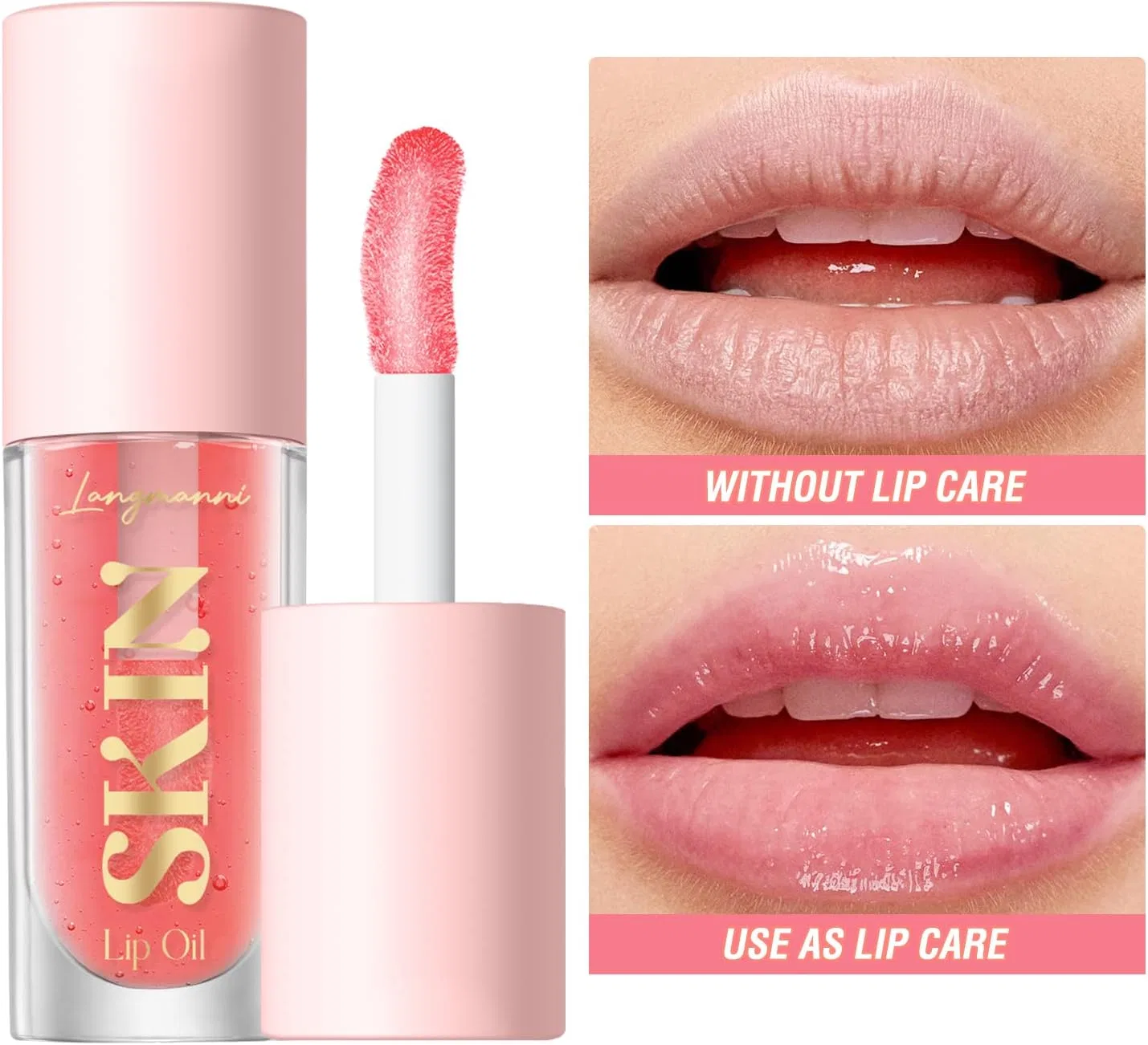 Блеск для губ Lip Plumper Gloss Slip Oil, Crystal Clear Lip Lotion, Beauty Searcher, набор A, прозрачный — фото 2