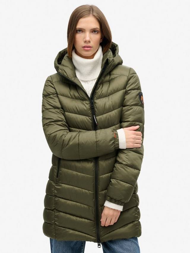 Мягкое пальто с капюшоном fuji средней длины Superdry, цвет Dusty Olive Green — фото 3