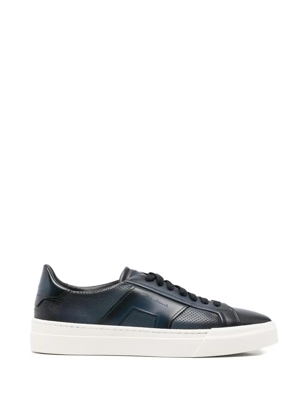 Перфорированные кожаные кроссовки Santoni, синий