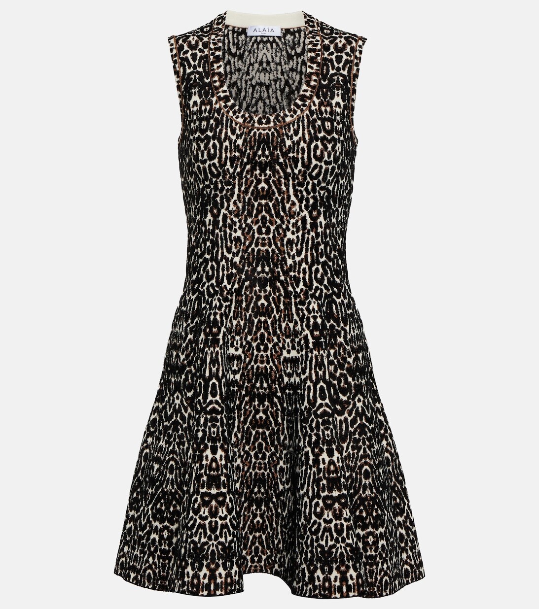 

Жаккардовое мини-платье с леопардовым принтом ALAÏA, разноцветный, Коричневый, Жаккардовое мини-платье с леопардовым принтом ALAÏA, разноцветный