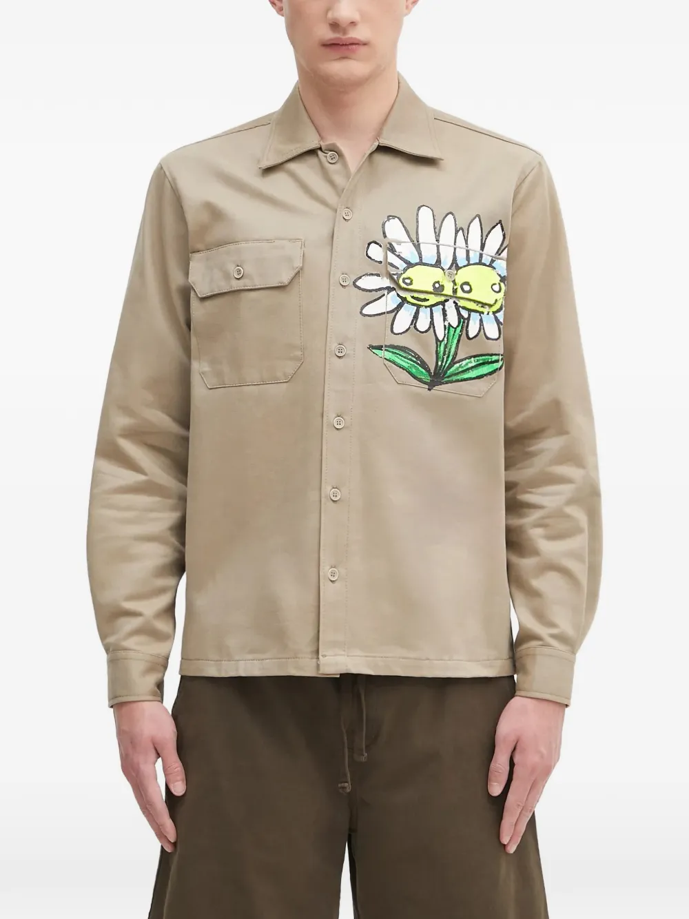 

Рубашка с цветочным принтом и карманом Sky High Farm, бежевый