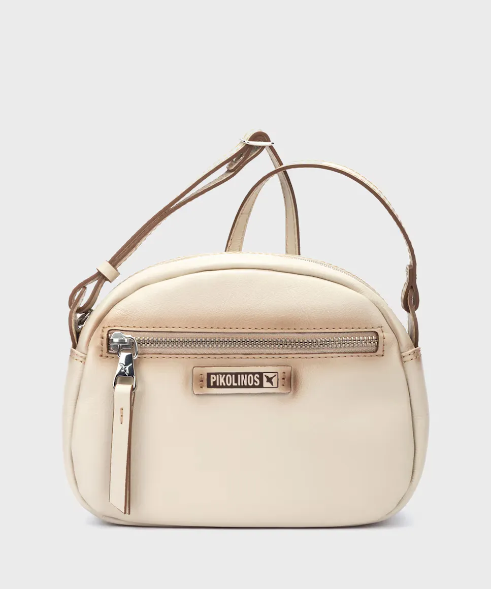 

Женская кожаная сумка через плечо на молнии кремового цвета Pikolinos