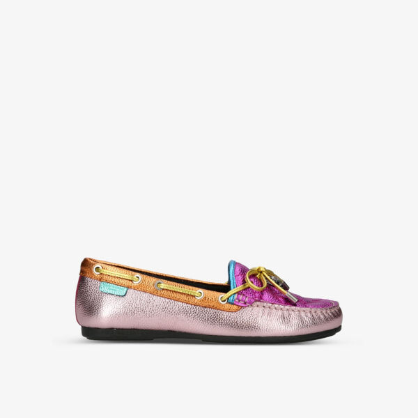 

Кожаные мокасины с орлом и радужным принтом Kurt Geiger London, розовый