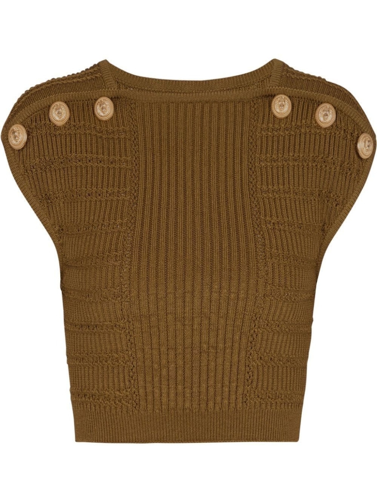 

Balmain knitted button-detail cropped top, золотой