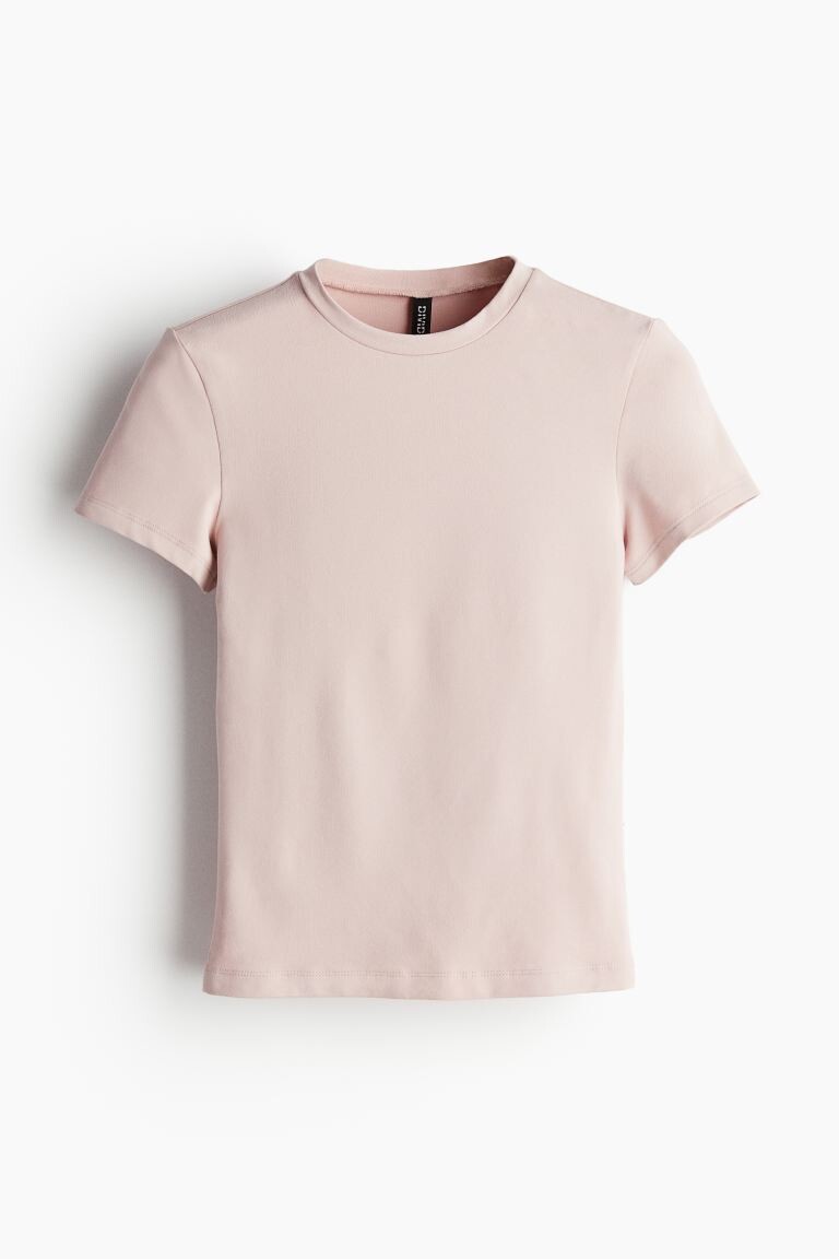 

Футболка, облегающая фигуру H&M, розовый