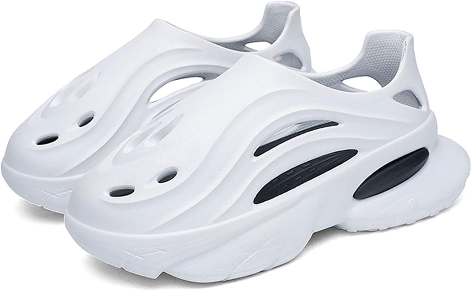 Мужские кроссовки Foam Runner с толстой подошвой из EVA, с вырезами, легкие, слипоны, для ходьбы, дышащие, мягкие пляжные сандалии Inkuil, белый — фото 3
