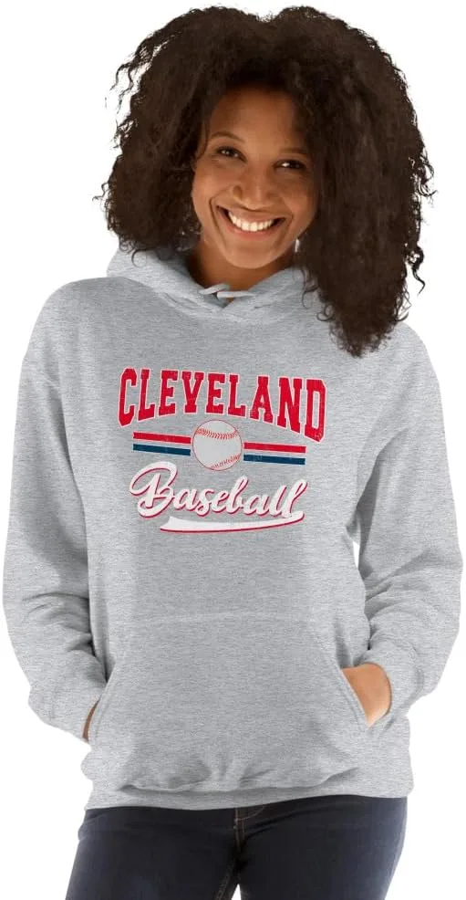 Винтажный худи Cleveland Baseball, потертый подарок для фанатов Cleveland Baseball, для женщин и мужчин Generic, серый