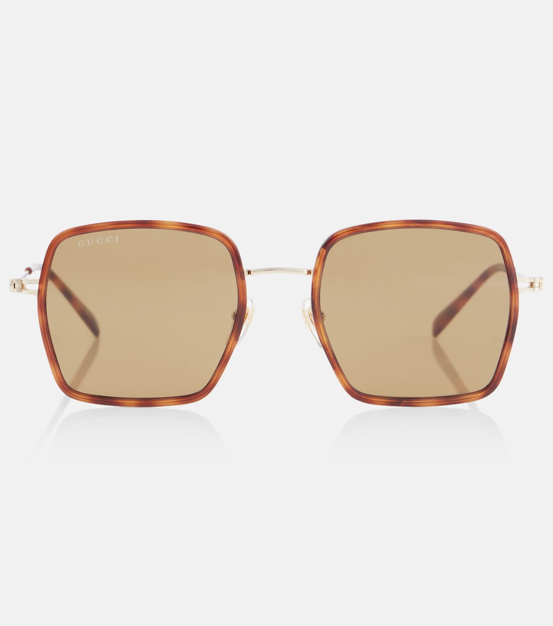 

Квадратные солнцезащитные очки Logo Gucci, Havana-Gold-Green