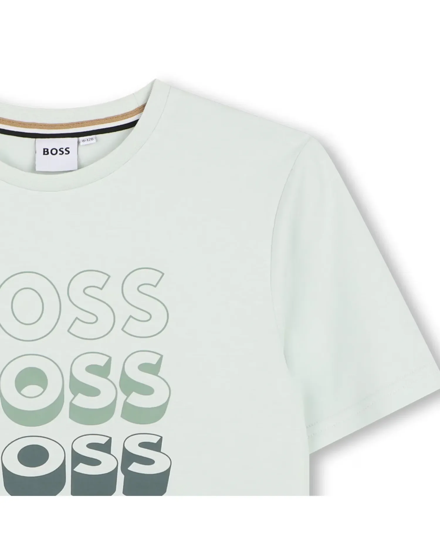 Футболка для мальчика с короткими рукавами с рисунком спереди из хлопка BOSS Kidswear, зеленый — фото 2