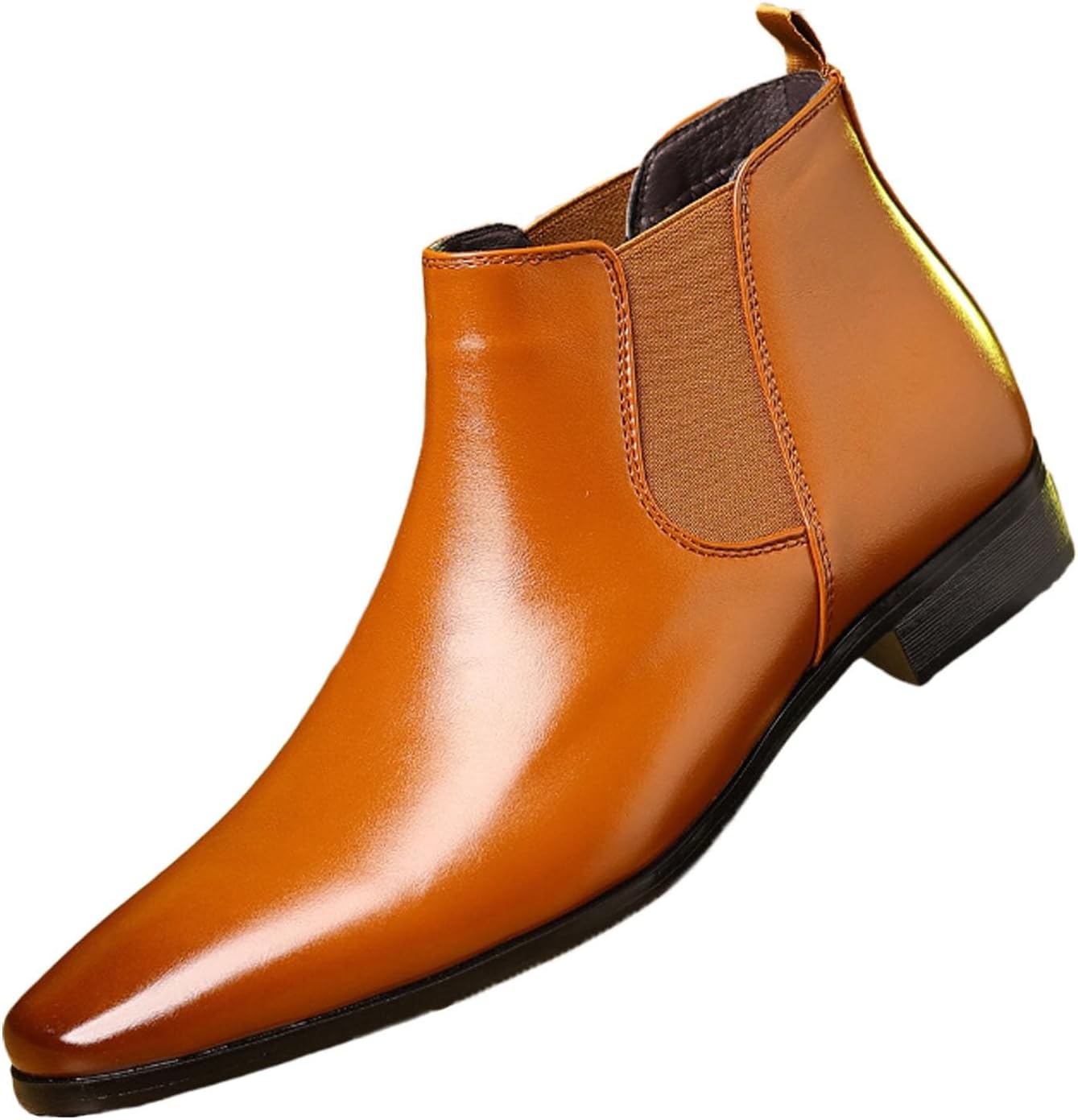 

Мужские кожаные ботинки челси, классический острый носок, эластичная вставка, для делового и повседневного ношения, ботинки на щиколотку с массивным каблуком, высокие повседневные кожаные туфли Enoegmsd, желтый