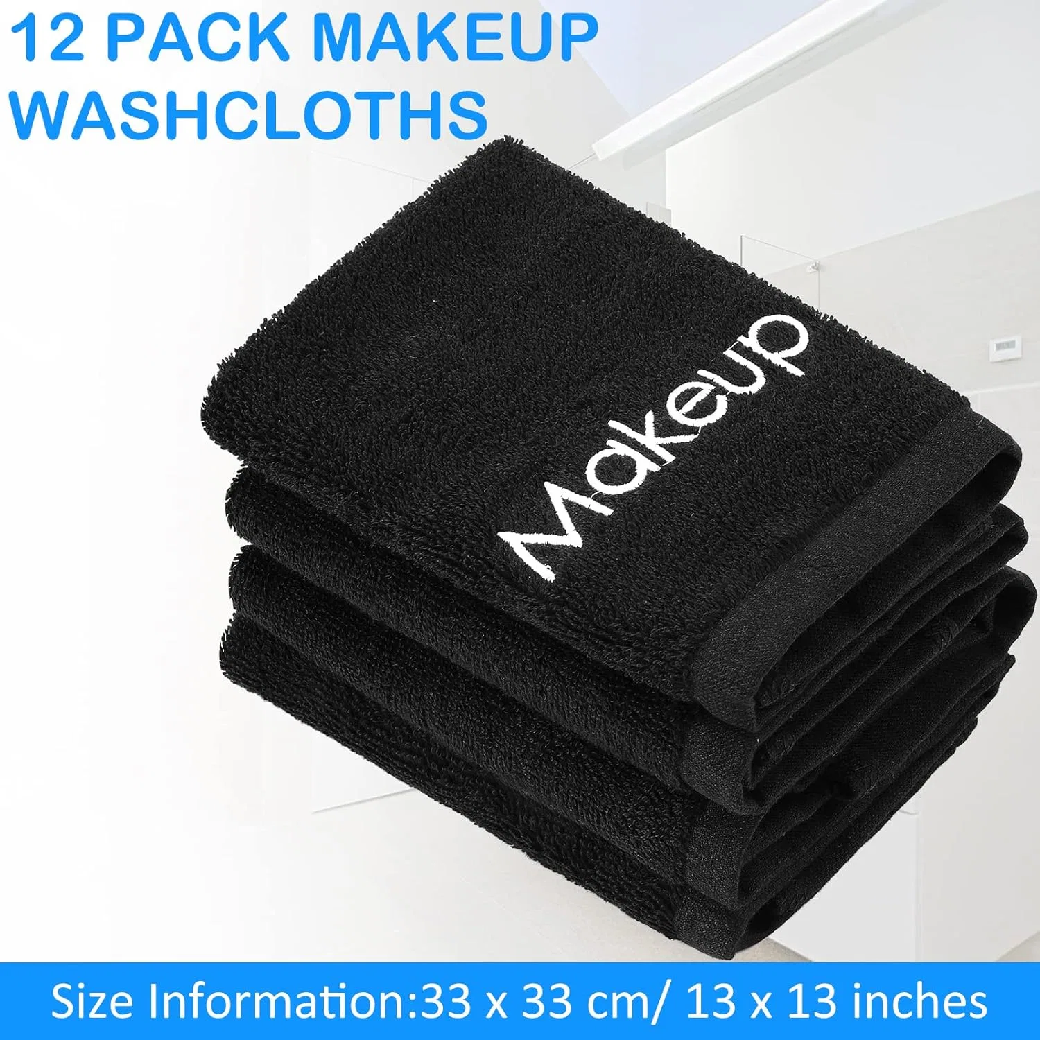 Салфетки для снятия макияжа многоразовые Panelee 12 шт. хлопок 33x33 см черный — фото 2