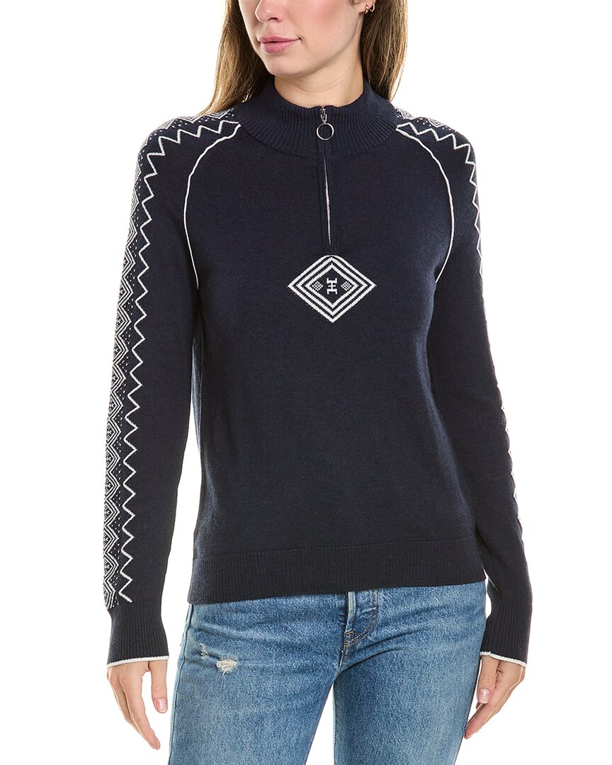 

Свитер Hannah Rose Zip Fairisle Mock Neck из кашемировой смеси