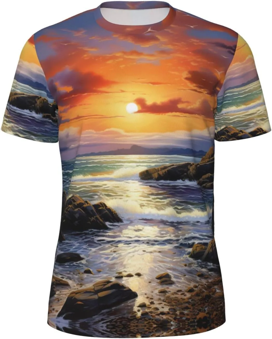 

Футболка мужская летняя с принтом Ireland Sunset Seascape, легкая и дышащая SDFHU