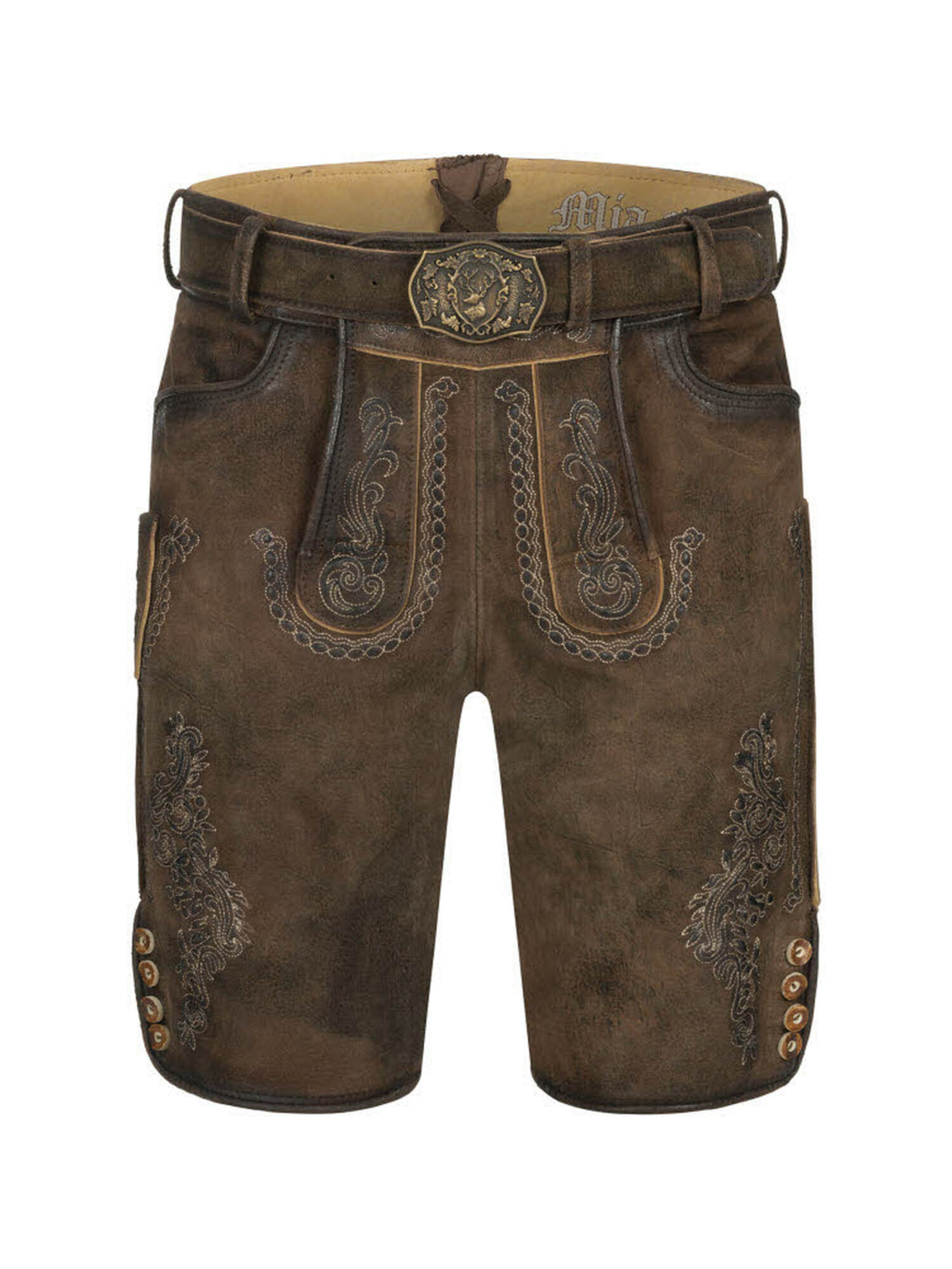 

Trachtenhof Nübler Обычные традиционные штаны 'Lederhosen kurz Latz Luther' в коричневом цвете