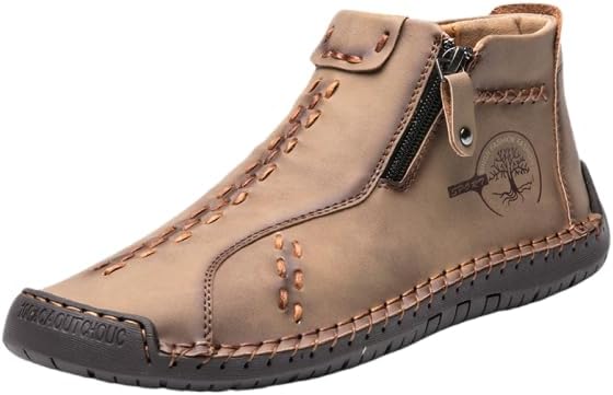 

Средневековые кожаные ботинки Ренессанс для улицы, повседневные, в ретро-стиле, на молнии, с мягкой подошвой, мужские ботинки для вождения Hhhchpm, хаки