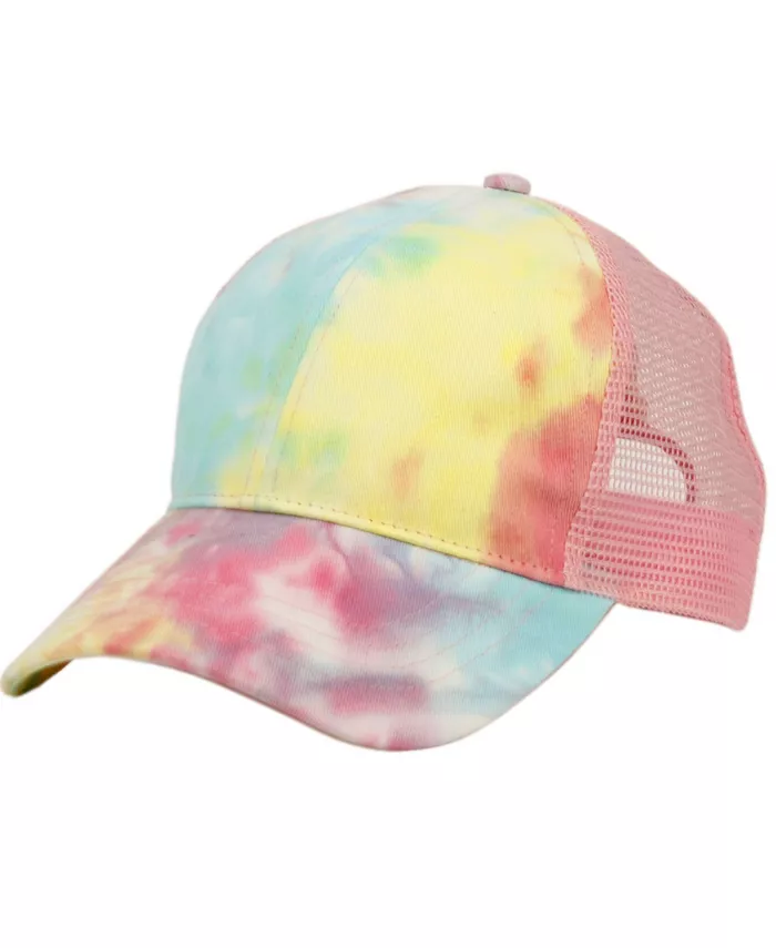 

Женская шапка-сетка Ponycap с принтом тай-дай и эффектом небрежных пучков для хвоста Angela & William, мультиколор
