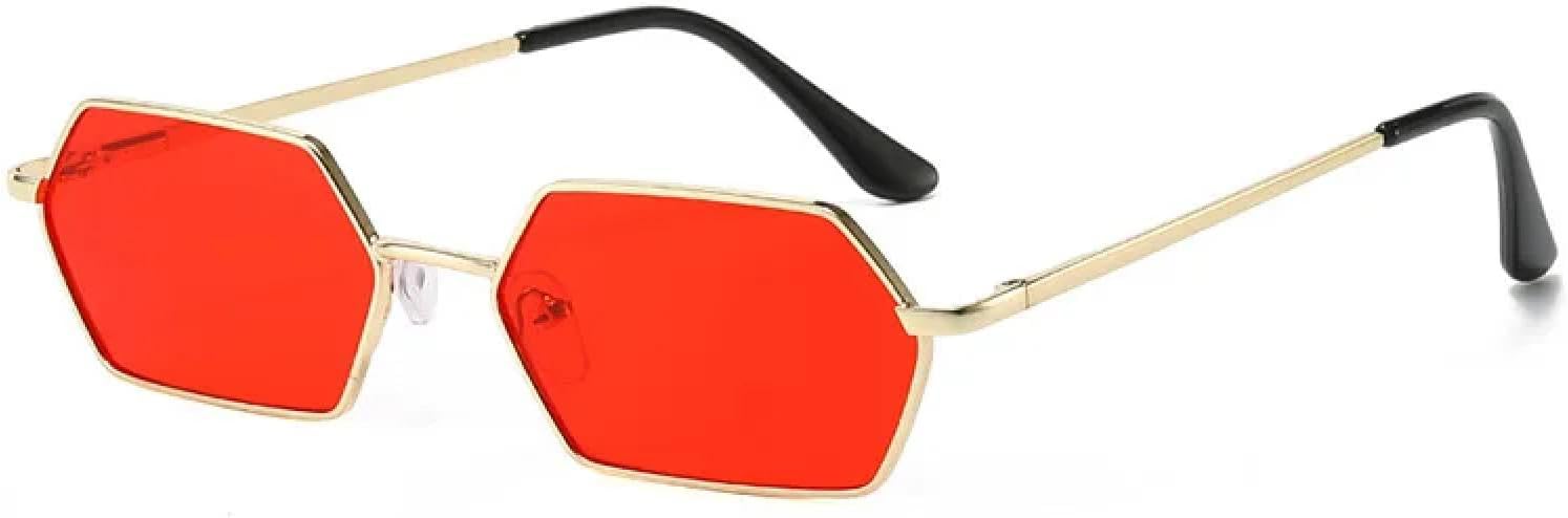 

Солнцезащитные очки с защитой от УФ-излучения UV400 | Маленькая оправа с красным зеркальным покрытием | Для женщин и мужчин, для занятий спортом на открытом воздухе и вождения DSVIGF, Gold-red