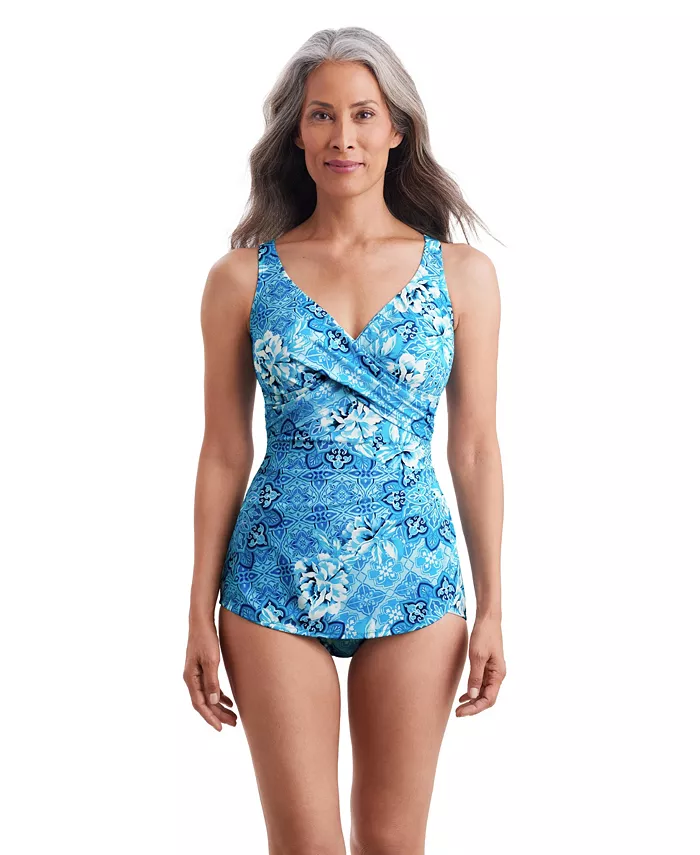 

Женский купальник-саронг Barcelona Blues Crossover Sarong One Piece ShapeSolver by Mimi Flamingo, синий