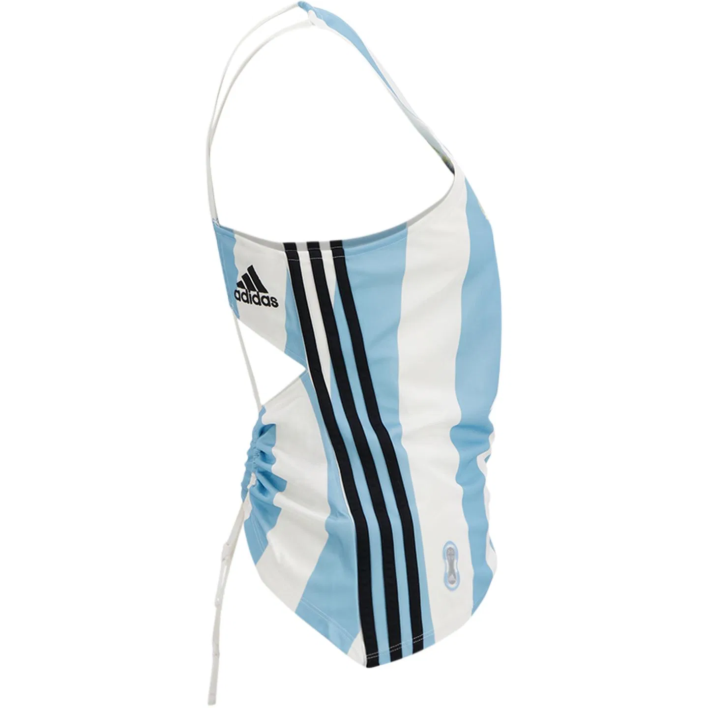 Топ с одним рукавом в полоску Adidas, White — фото 4