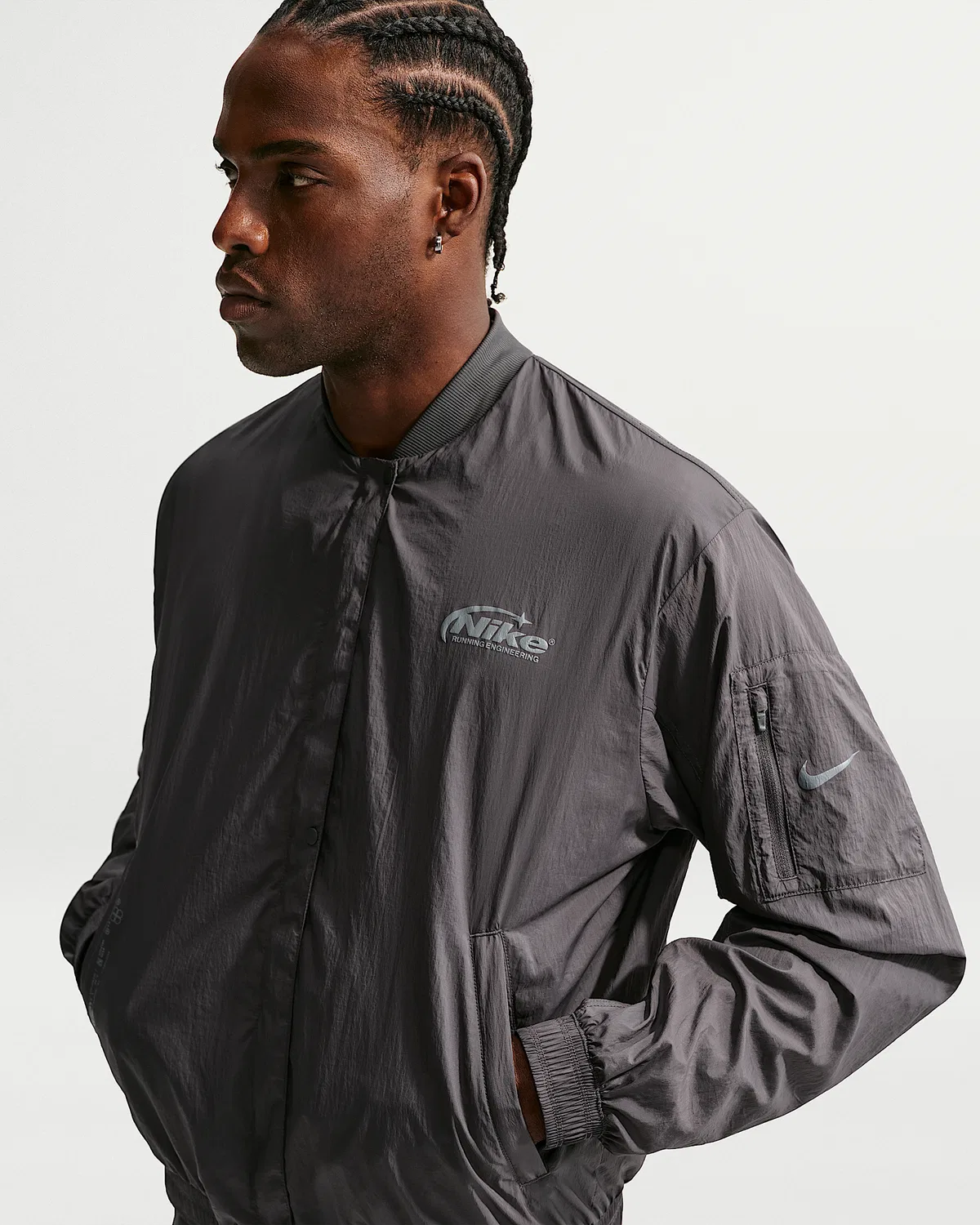Мужская ветровка Nike Repel UV Protection Running Bomber, Medium Ash