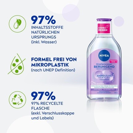Мицеллярная вода Nivea — Успокаивающая для чувствительной кожи с декспантенолом и комплексом аминокислот, 400 мл — фото 3