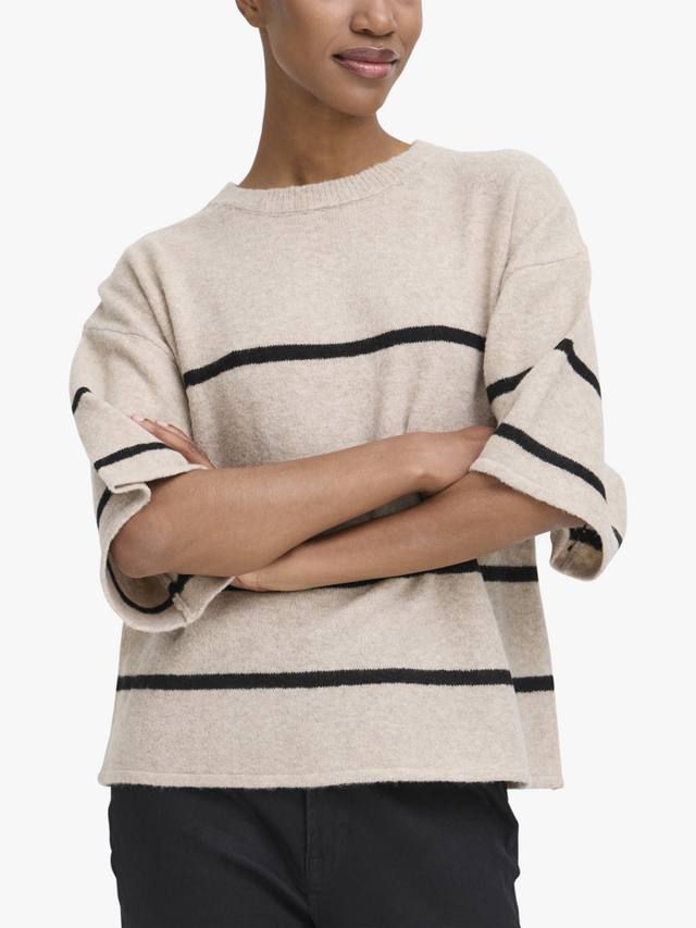 

Dasila джемпер с полосками и рукавом три четверти ICHI, Oatmeal/Meteorite