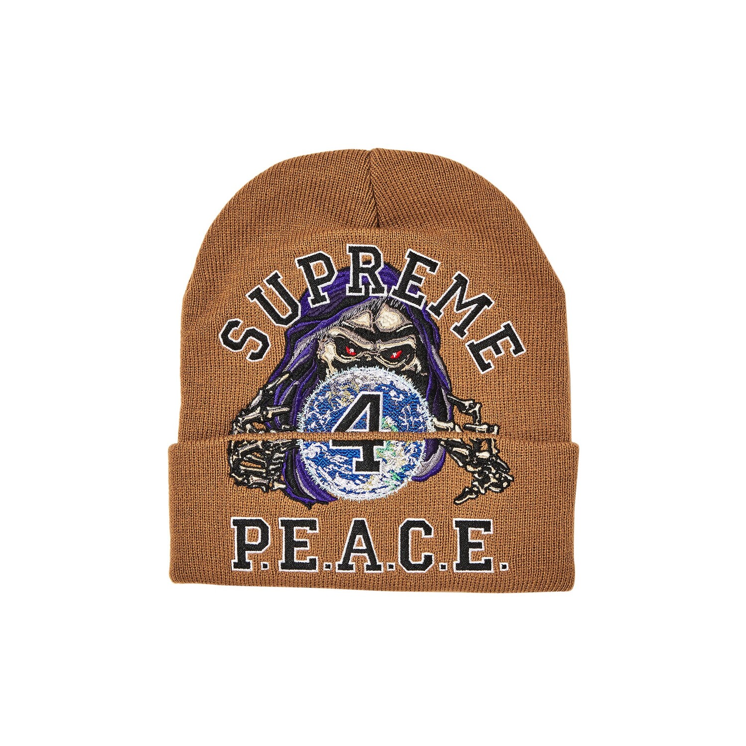 

Шапка-бини Supreme Peace с вышивкой, цвет Тан