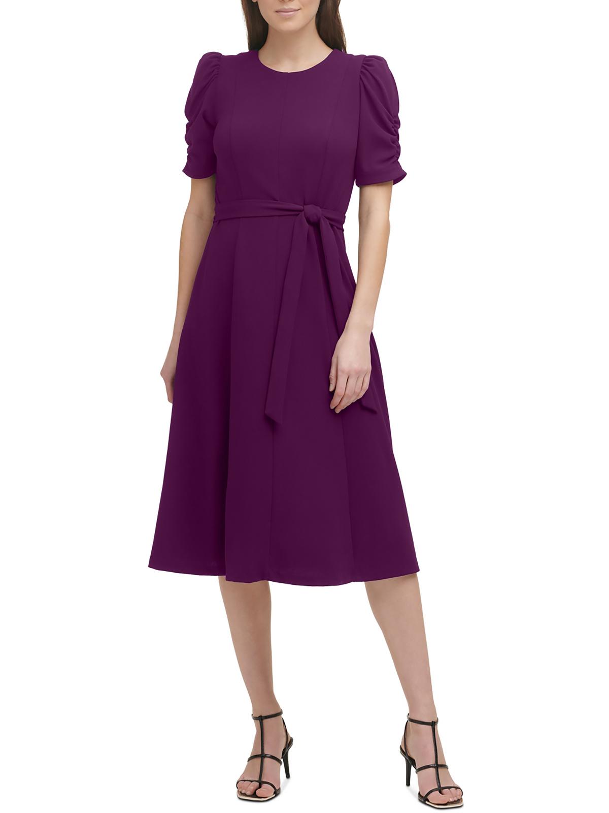 

Женское платье миди с оборками DKNY, цвет wine