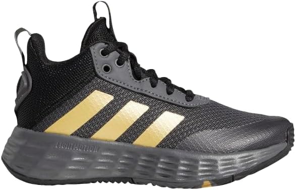 Кроссовки для баскетбола Adidas Unisex-Child Own the Game 2.0, серый/золотой/черный — фото 2