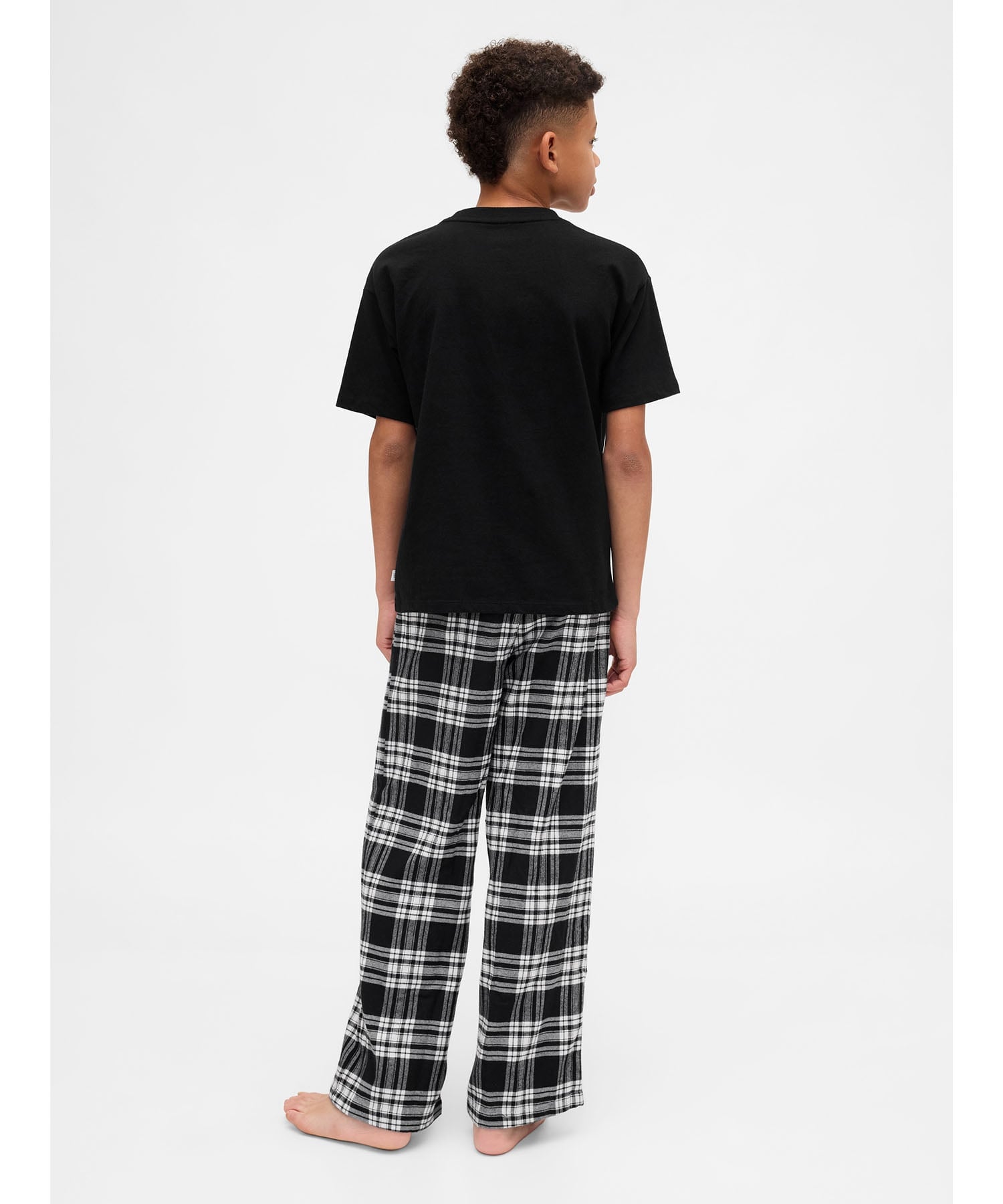 (K) Пижамные штаны из переработанной фланели (детские) GAP, FS BLACK WHITE PLAID — фото 3