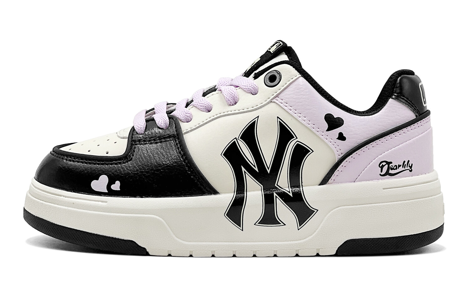 Кроссовки MLB Chunky Liner Skateboarding Shoes Unisex Low-top Black/white, цвет Light Lavender — фото 2