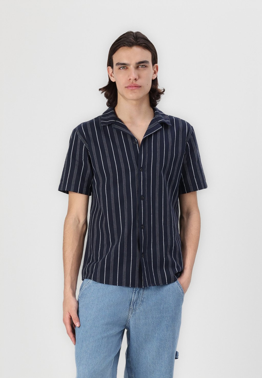 

Рубашка STRIPED SHIRT TOM TAILOR, темно-синий