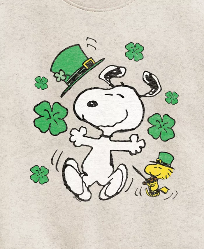 Флисовая толстовка с принтом Snoopy в честь Дня Святого Патрика для девочек постарше Peanuts, коричневый/бежевый — фото 3