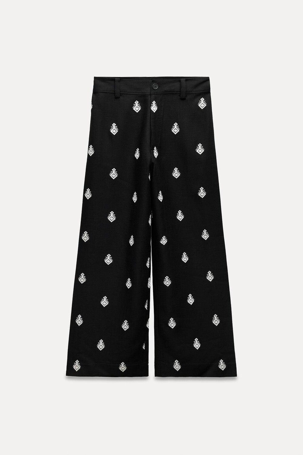

Брюки-кюлоты с контрастной вышивкой ZARA, черный