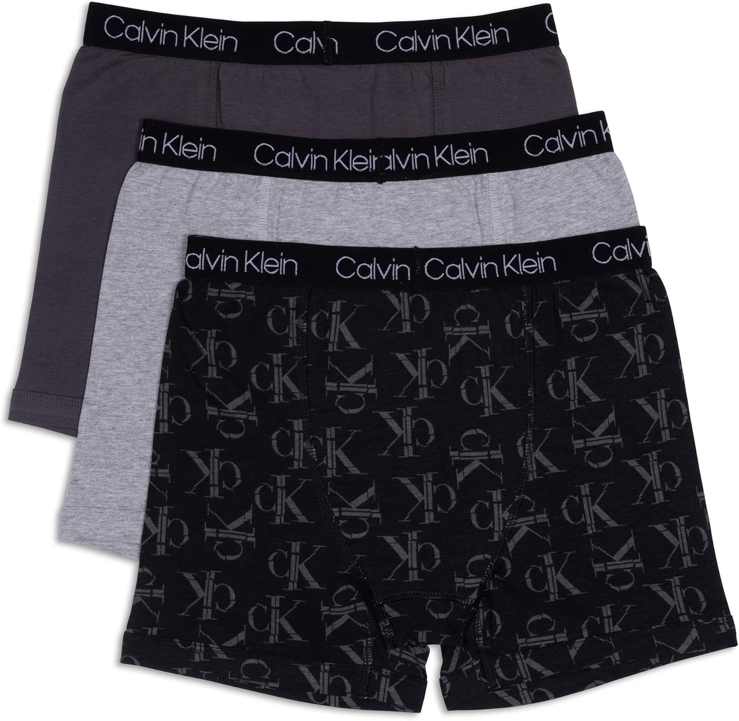 

Комплект из 3 трусов-боксеров для мальчиков Calvin Klein, Black Ck Fractal/Heather Gray/Magnet