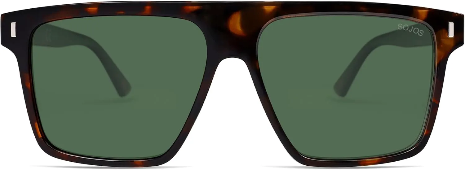 

Солнцезащитные очки SOJOS для женщин и мужчин, квадратная широкая толстая оправа, ретро-стиль, модная защита от УФ-излучения, модель SJ2373, Tortoise,silver,green