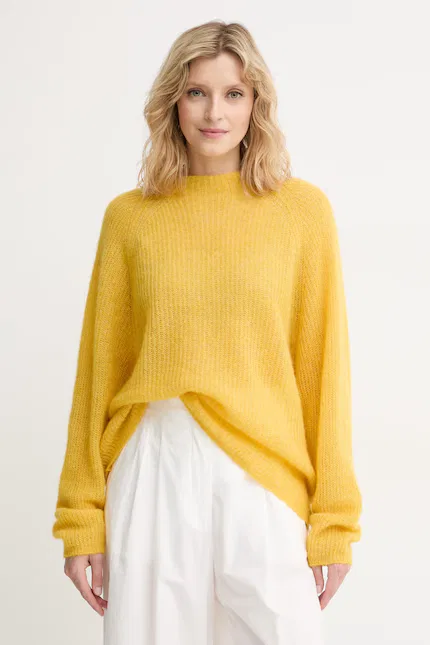 Свитер из alpaca wool Fewena BOSS, желтый