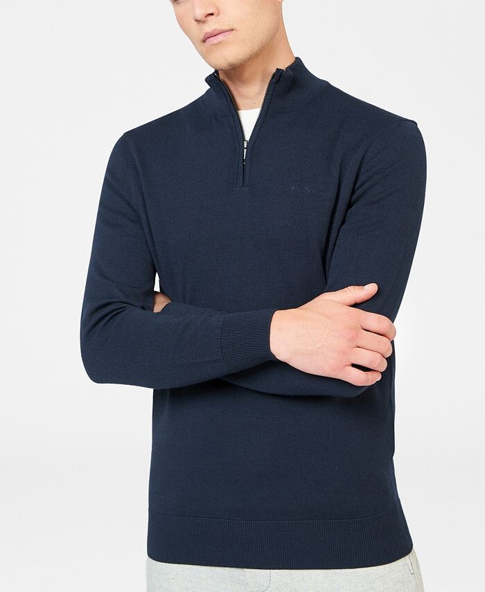 

Мужской свитер из шерсти мериноса с молнией до половины Ben Sherman, синий